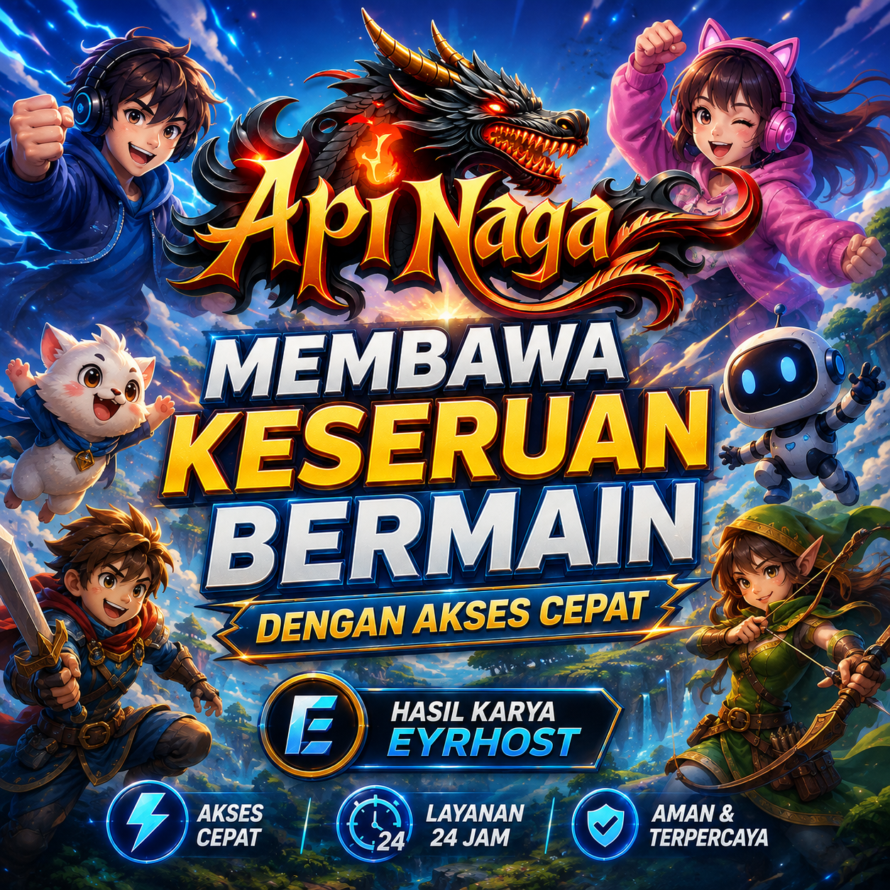 banner APINAGA Membawa Keseruan Bermain Dengan Akses Cepat Hasil Karya Eyrhost